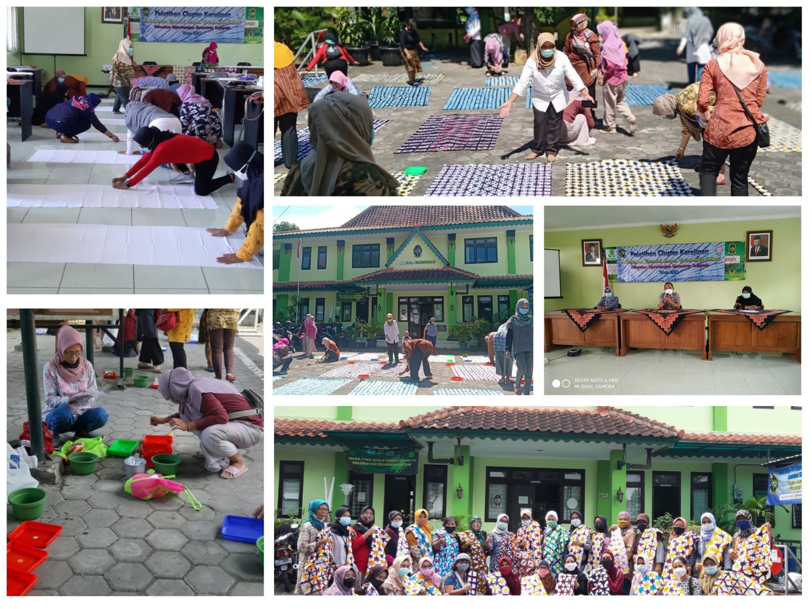 Berlatih bersama membuat Varian Batik Shibori di Pelatihan Cluster Kerajinan  Kelurahan Rejowinangun